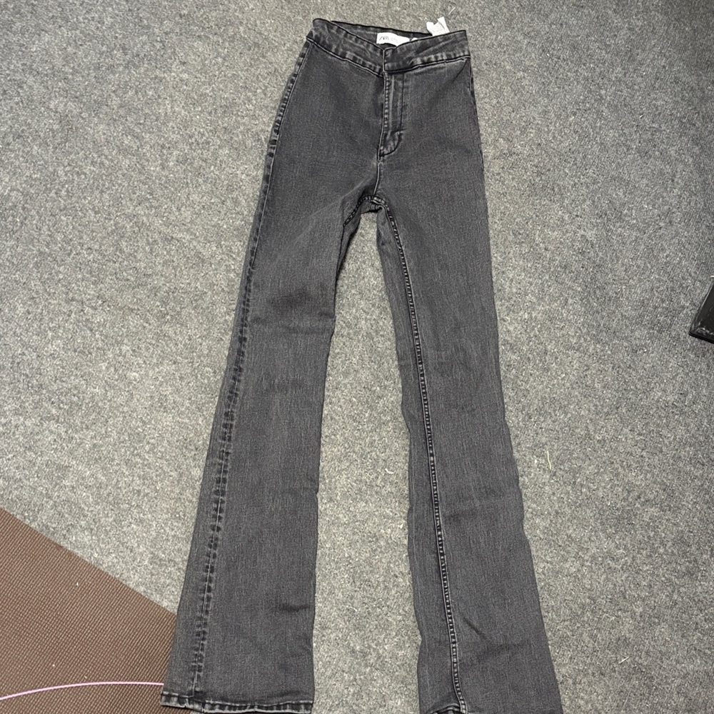 Zara Charcoal Gray Flare Jeans